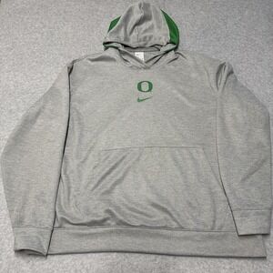 Oregon Ducks Hoodie Mens 2XL Gray NCAA Nike Dri-FIT Pullover Center Swoosh
